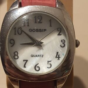 🦋10/$20🦋 Gossip Silver/MOP/Pink Leather Women's Watch